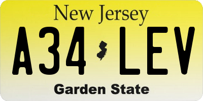 NJ license plate A34LEV