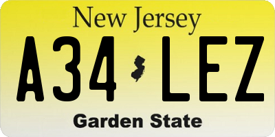 NJ license plate A34LEZ