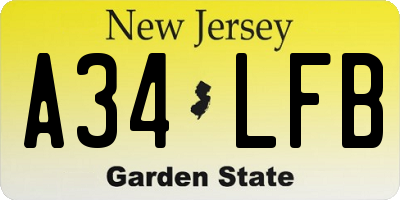 NJ license plate A34LFB