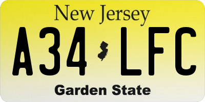 NJ license plate A34LFC
