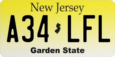 NJ license plate A34LFL