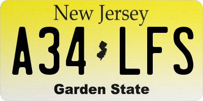NJ license plate A34LFS