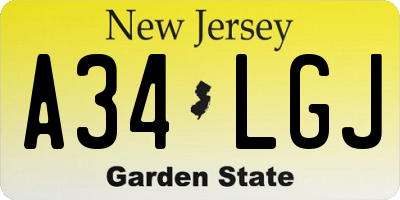 NJ license plate A34LGJ