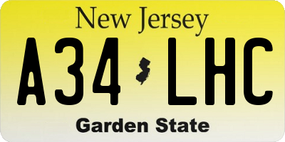 NJ license plate A34LHC