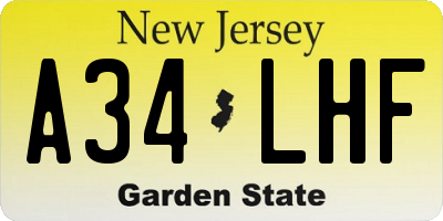 NJ license plate A34LHF