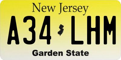 NJ license plate A34LHM