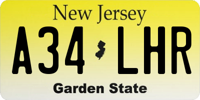 NJ license plate A34LHR