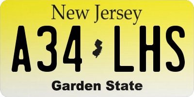 NJ license plate A34LHS