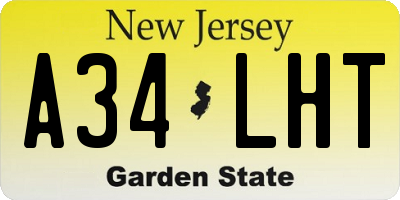 NJ license plate A34LHT