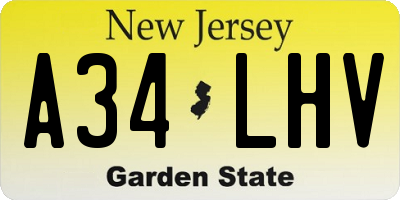 NJ license plate A34LHV