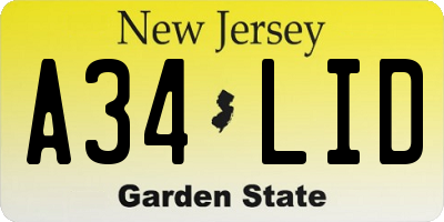 NJ license plate A34LID