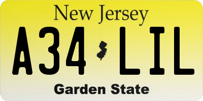 NJ license plate A34LIL