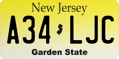 NJ license plate A34LJC