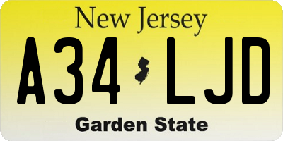 NJ license plate A34LJD
