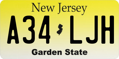 NJ license plate A34LJH