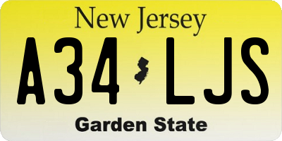 NJ license plate A34LJS