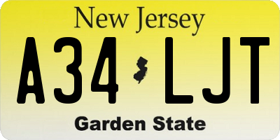 NJ license plate A34LJT