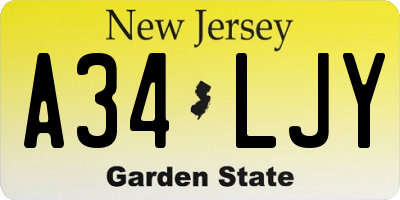 NJ license plate A34LJY