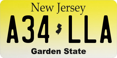 NJ license plate A34LLA