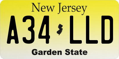 NJ license plate A34LLD