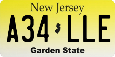 NJ license plate A34LLE