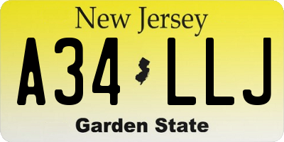 NJ license plate A34LLJ