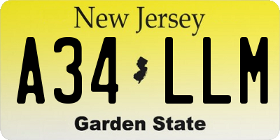 NJ license plate A34LLM