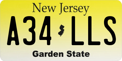 NJ license plate A34LLS