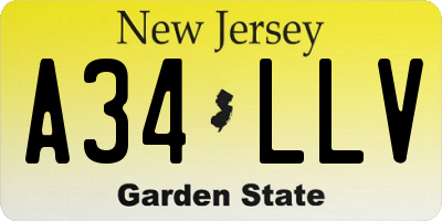 NJ license plate A34LLV