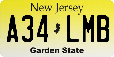 NJ license plate A34LMB