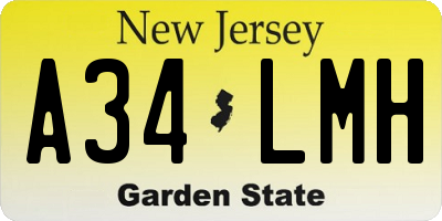 NJ license plate A34LMH