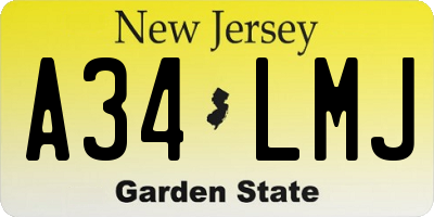 NJ license plate A34LMJ