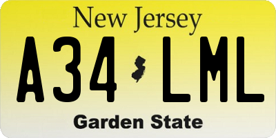 NJ license plate A34LML