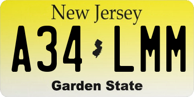 NJ license plate A34LMM