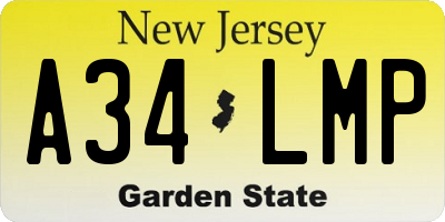 NJ license plate A34LMP