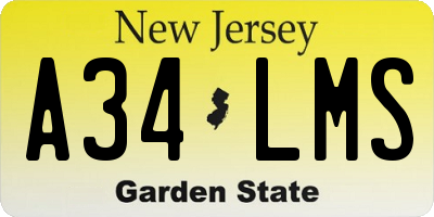 NJ license plate A34LMS