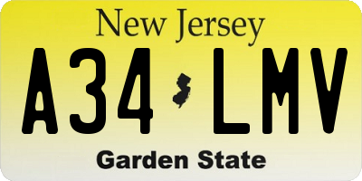 NJ license plate A34LMV