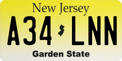 NJ license plate A34LNN