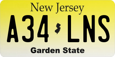 NJ license plate A34LNS