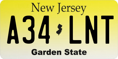 NJ license plate A34LNT