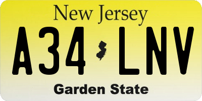 NJ license plate A34LNV