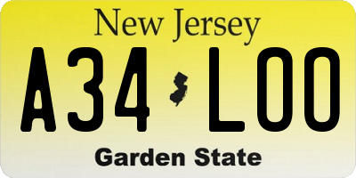 NJ license plate A34LOO