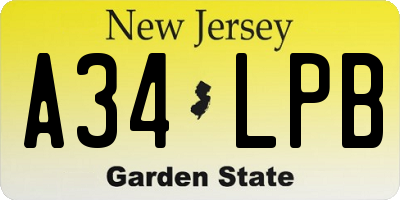 NJ license plate A34LPB