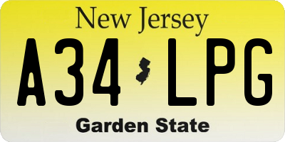 NJ license plate A34LPG