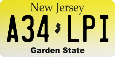 NJ license plate A34LPI