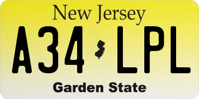 NJ license plate A34LPL