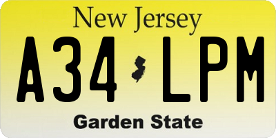 NJ license plate A34LPM