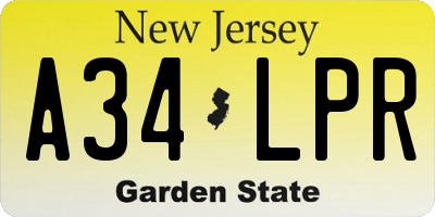 NJ license plate A34LPR