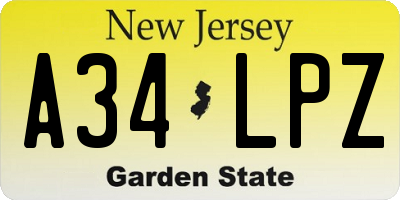 NJ license plate A34LPZ