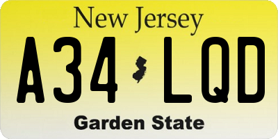 NJ license plate A34LQD